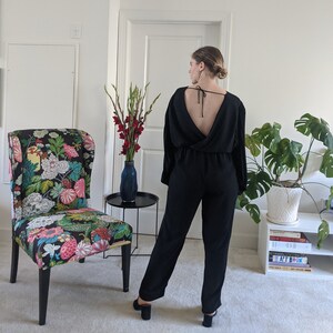 1970s Ursala of Switzerland Jumpsuit // 1970s jumpsuit // Vintage black jumpsuit // pleated sleeves image 3