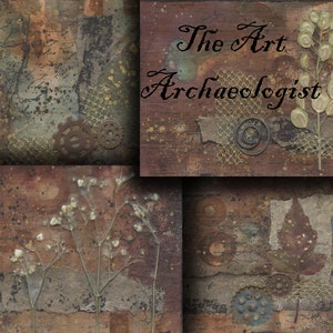 Cartões feitos à mão. Conjunto de cartões de arte Rust Grunge 2. 12 cartões Raw, 12 cartões de arte, 8 páginas de diário BÔNUS. 3 arquivos zip. Formato JPEG. Download instantâneo.