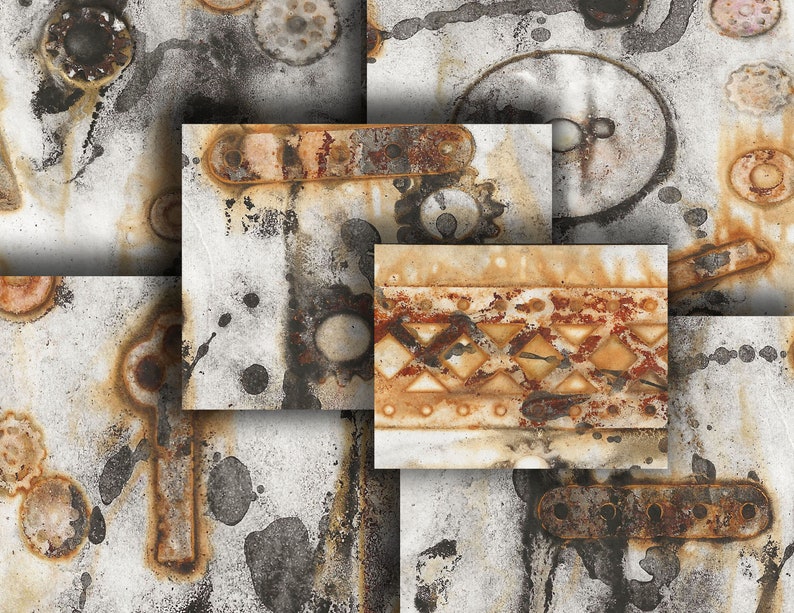 Rusted Grunge Digital Paper Kit 14 - 8.5 x 11" Pages. Instant Download 2 Zip Files JPEG FORMAT image 1