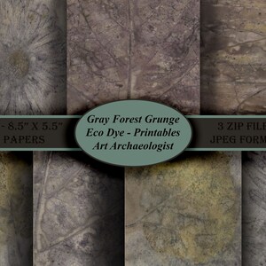 Bosque Gris Grunge Eco Dyed Imprimibles. 24 - 8.8 x 5.5" Páginas. 3 Archivos Zip - Formato JPeg