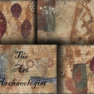 Cartões feitos à mão. Conjunto de cartões de arte em folhas vintage 4. 12 cartões brutos, 12 cartões de arte, 12 páginas de diário bônus. 3 arquivos zip. Formato JPEG. Download instantâneo