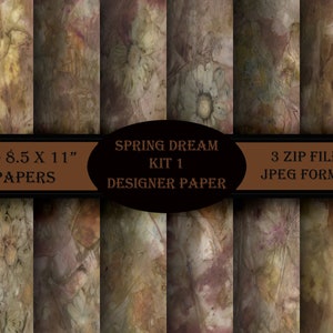 Carta di design Primavera Dream Kit 1. Il kit include 12 - 8,5 x 11" Carte. 3 file zip - 12 jpegs.