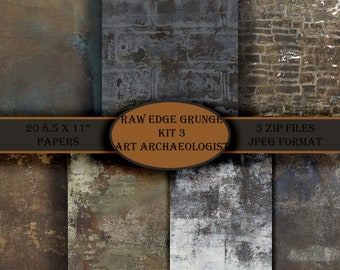 Raw Edge Grunge Kit 3. 20 8.5x11" Printables. Jpeg Format, 3 zip files.