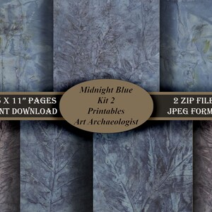 Midnight Blue Eco Dye Paper Kit #2. 12 - 8.5&quot; x 11&quot; Printables. Jpeg Format.