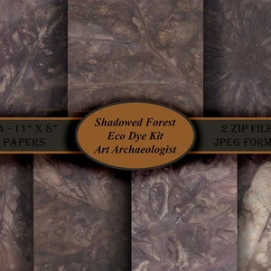 Kit Eco Dye Foresta Ombreggiata. 14 - 11" x 8" carte. 2 File zip - Formato jpeg.