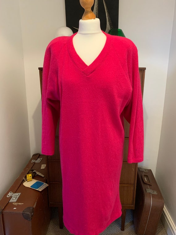 1980s M&S Raspberry Pink Jumper Dress