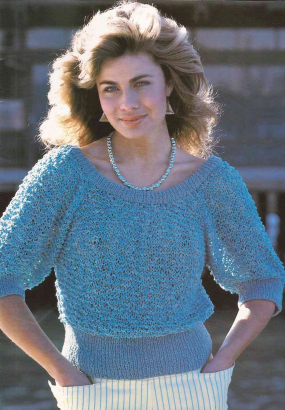 Vintage Knitting Pattern, Ladies Short-sleeved Top, Sweater