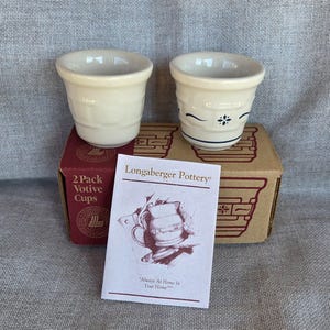 Longaberger Set of 2 Woven Traditions Votive Cups Candle Holders in Box