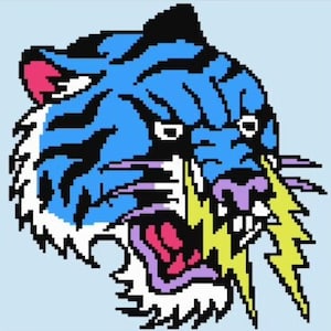 PDF Kreuzstich Tiger Tattoo Style Kreuzstich-Muster