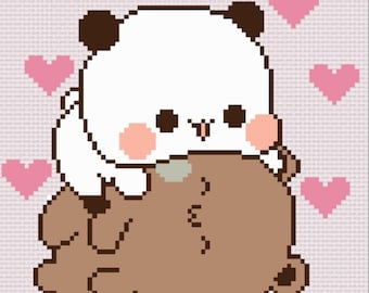 Dudu and Bubu Hearts and Hugs Cross Stitch PDF Pattern - Etsy