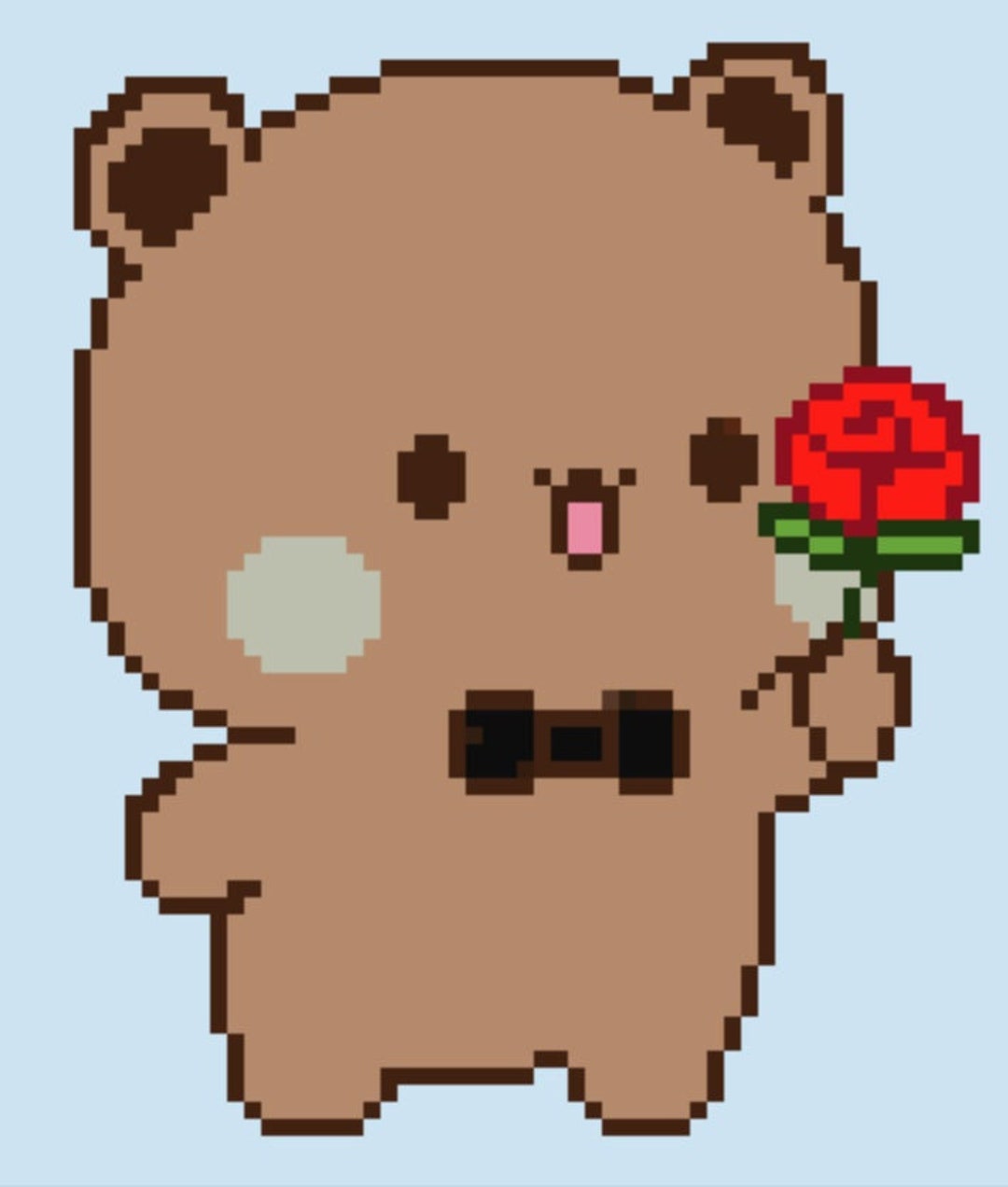 Dudu Bear With a Rose Cross Stitch PDF Pattern - Etsy