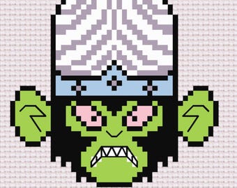 Powerpuff Girls Mojo Jojo Face Cross Stitch Pattern (PDF Download