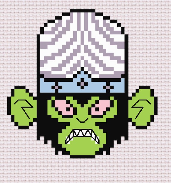 Powerpuff Girls Mojo Jojo Face Cross Stitch Pattern (PDF Download