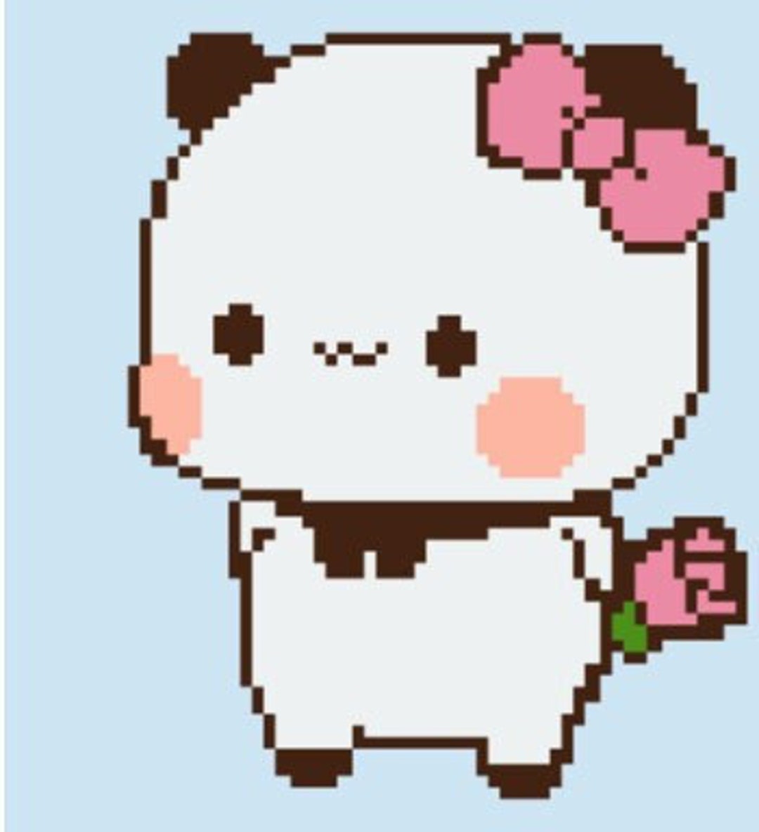 Bubu Panda With a Rose Cross Stitch Pattern PDF - Etsy