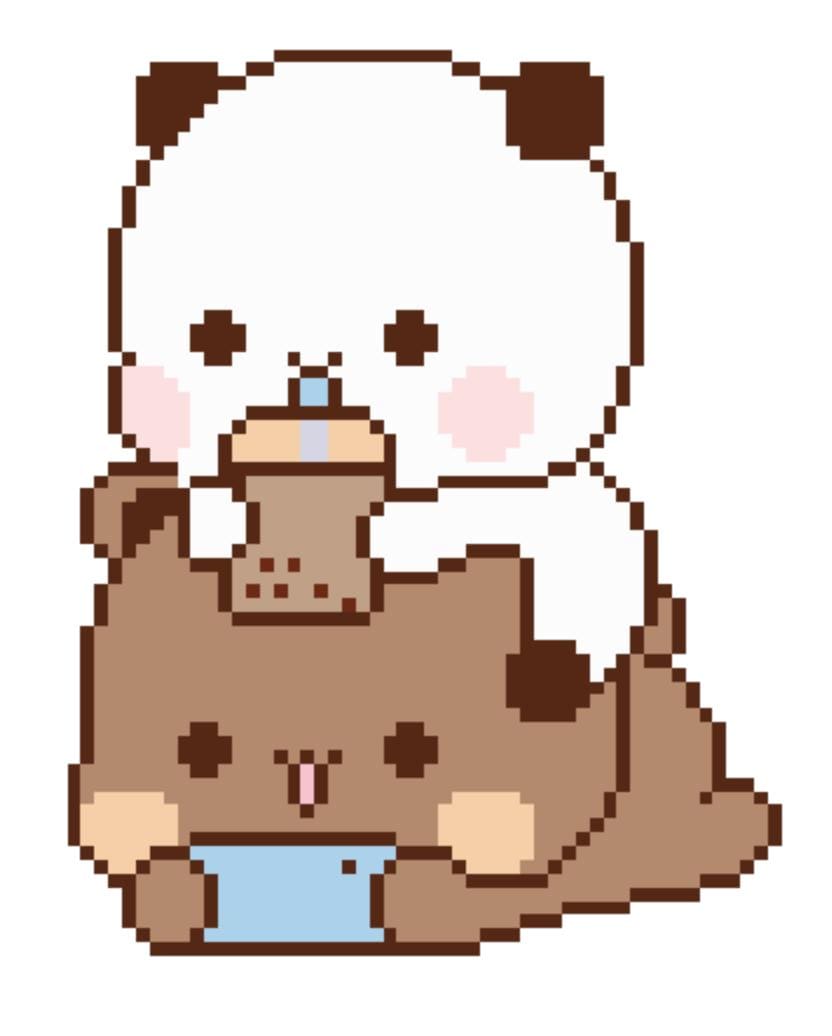 Bubu Bubble Tea Dudu Playing Games Cross Stitch Pattern PDF