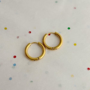 SURGICAL STEEL • A Pair • Gold Hoop Earrings  • Men Huggies Earrings