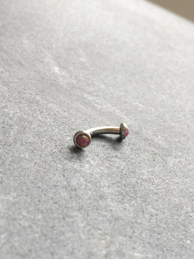 Faux Pink Opal Curved Barbell.Eyebrow Rook Conch Daith Piercing.5039