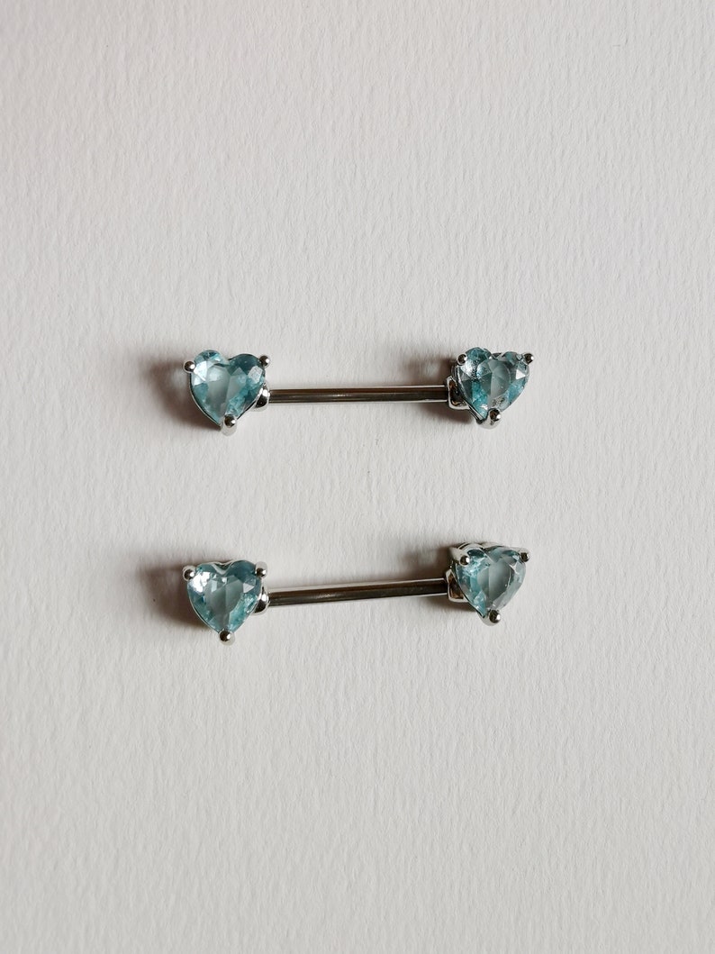 2 Pieces Silver Heart Nipple Rings