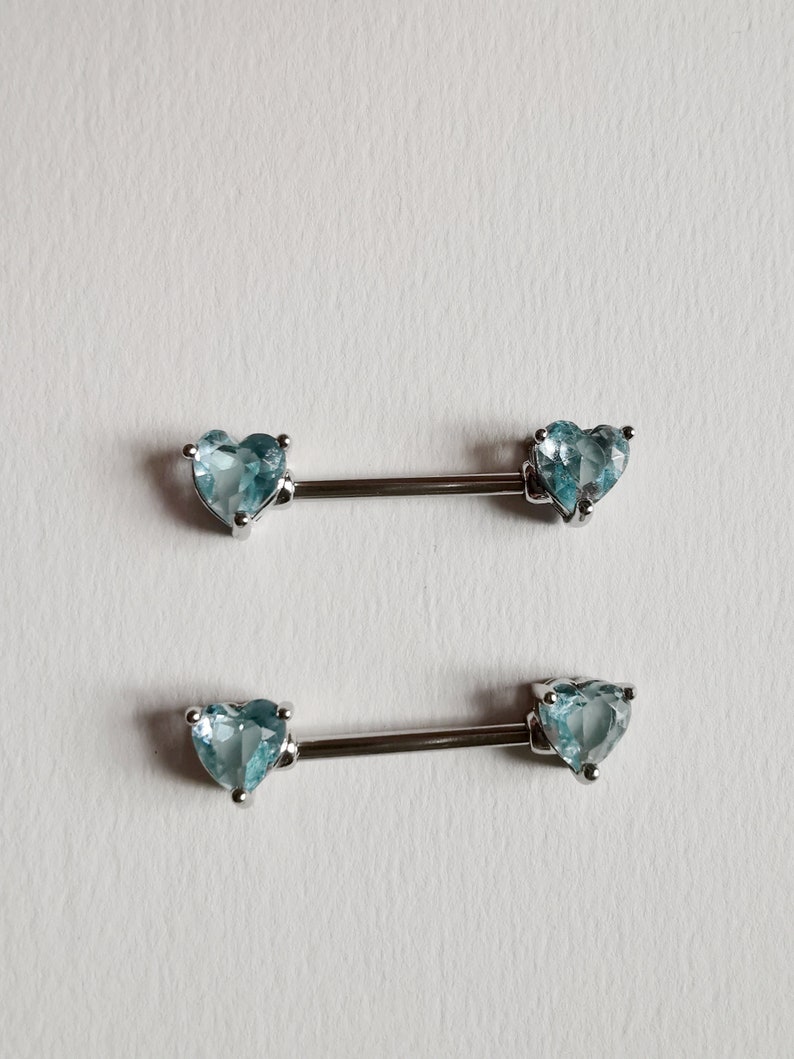 2 Pieces Silver Heart Nipple Rings