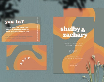 Retro Abstract Wedding Invite Option 2