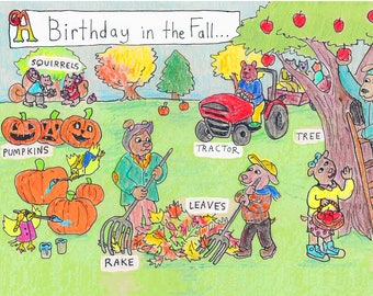 Kids Birthday Card - Fall