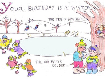 Kids Birthday Card - Winter