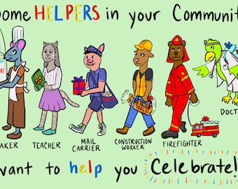 Kids Birthday Card - Community Helpers