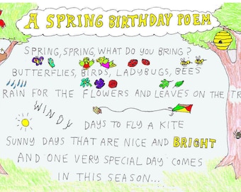 Tarjeta de cumpleaños para niños - Primavera