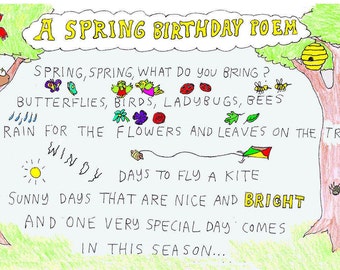 Tarjeta de cumpleaños para niños - Primavera