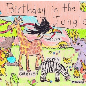 Tarjeta de cumpleaños para niños: Selva