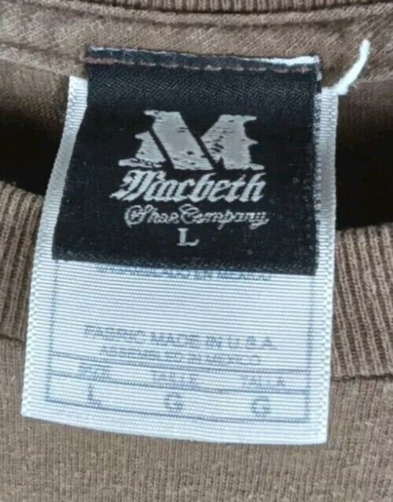 VINTAGE Rare Macbeth T Shirt Size L Brown Cotton … - image 7