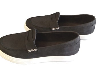PATINA Boardwalk Penny Loafers 6.5 Women Black Leather Slip-On