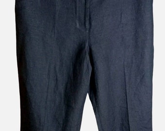 NWT Talbots 100% Linen Cropped Pants 10 Petite Black Pockets