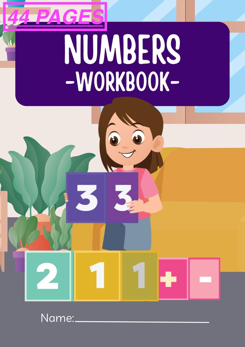 Fun and Colorful Math Numbers Workbook CUSTOMIZABLE, 44 PAGES - Etsy