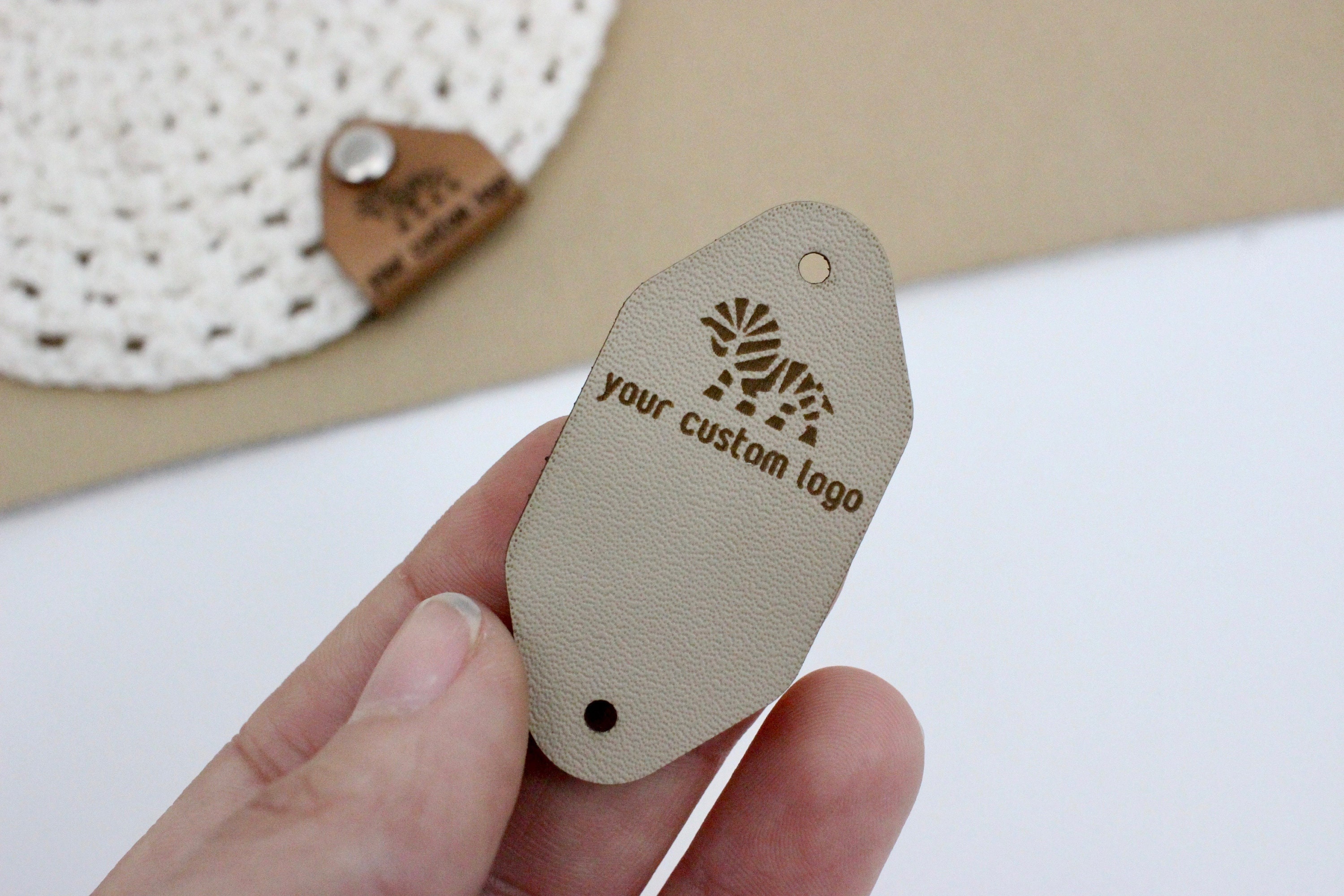 Foldable leather tags with rivets knitting labels with custom Etsy