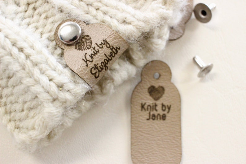 Leather labels for handmade items knitting labels with custom Etsy
