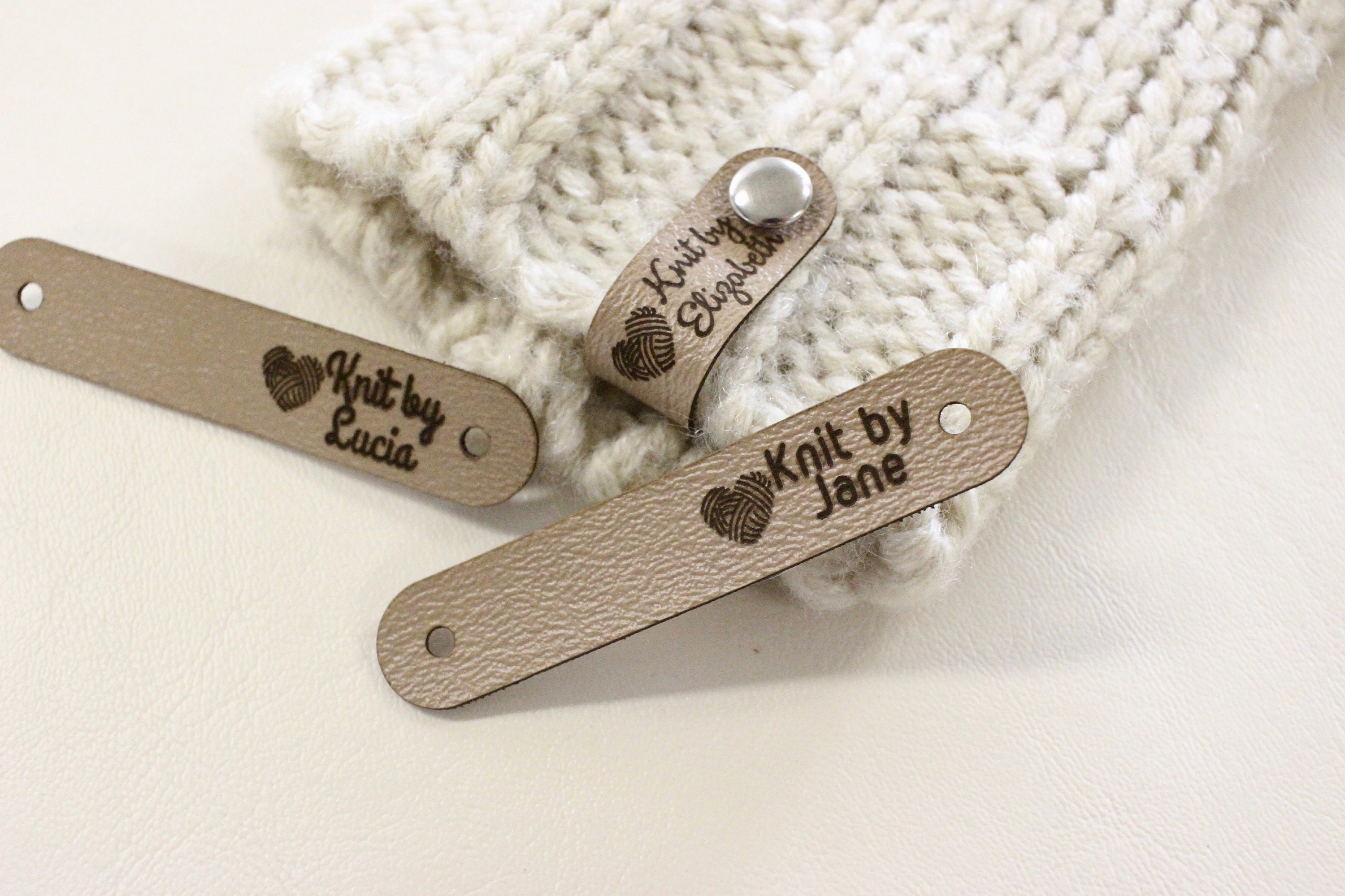 Leather labels for knitted items knitting labels with custom Etsy