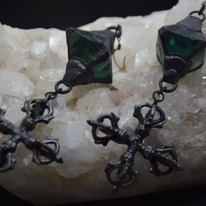 One of a Kind Visvajra Emerald Fluorite Earweights