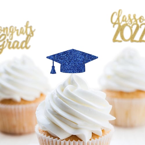Graduation Cap Cupcake Topper SET Congrats and Two Caps X2 Etsy