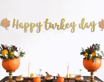 happy turkey day banner, thanksgiving banner, thanksgiving decorations, turkey day, fall decor, fall decorations, happy thanksgiving, fall