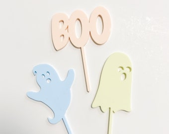 cupcake toppers, halloween cupcake toppers, ghost, boo, halloween cake decor, halloween decor, fall decor, halloween birthday, fall party