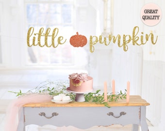 little pumpkin banner, baby shower banner, fall baby, gold glitter party decorations, fall baby shower decor, fall baby shower banner