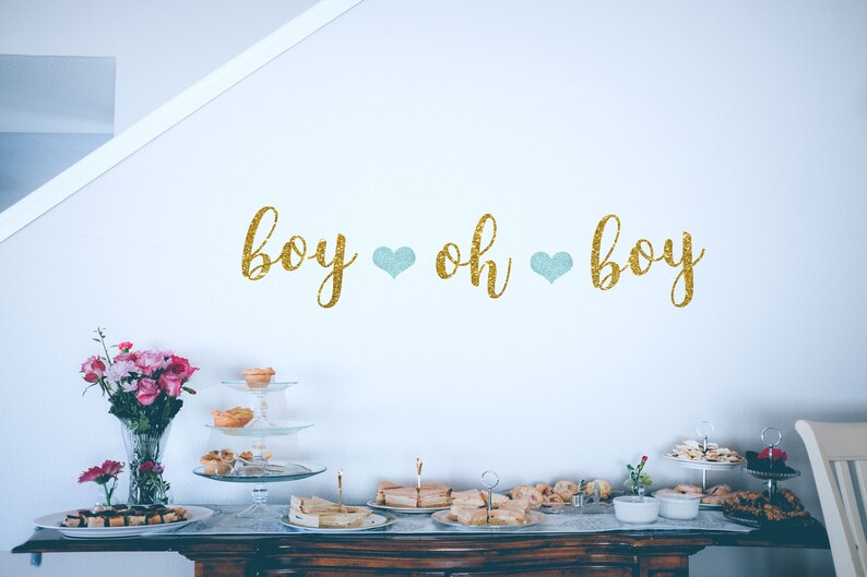 boy oh boy banner baby boy shower baby shower for boys Boy baby shower decorations gold and blue baby shower oh boy banner gold banner