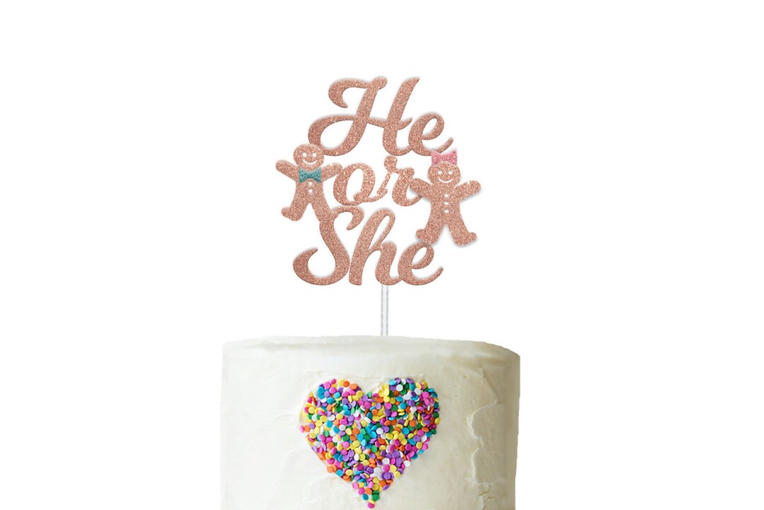 Gingerbread Man Gender Reveal Cake Topper Christmas Gender Etsy
