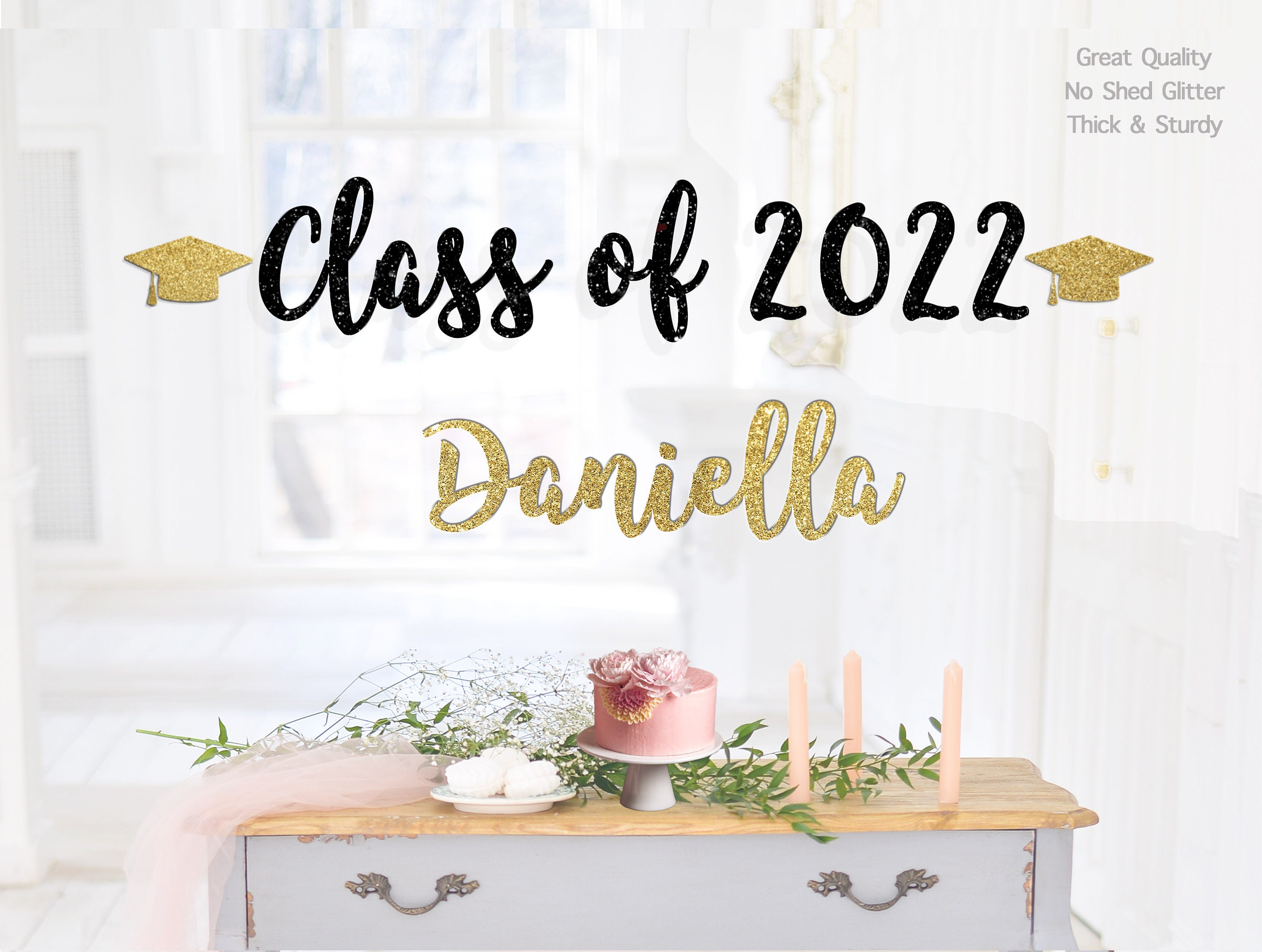 Gold Ring Graduation Banner Personalized Class of 2020 Party Backdrop 