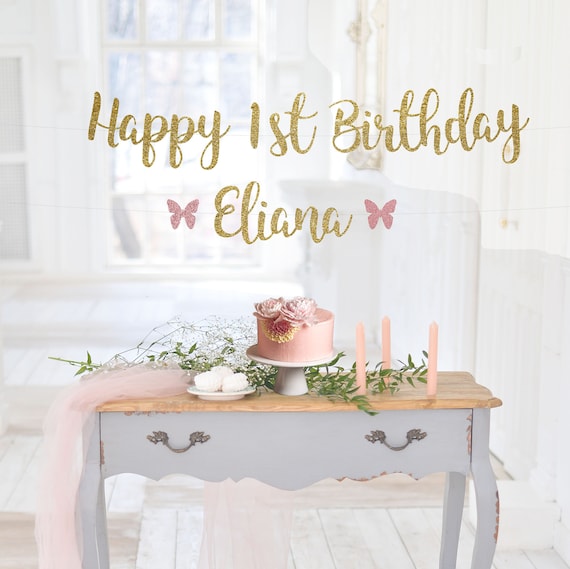 Happy 1st Birthday Banner Custom Banner First Birthday Etsy