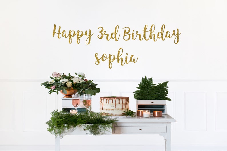 happy 3rd birthday sign HAPPY BIRTHDAY BANNER happy birthday name banner birthday name sign custom birthday banner custom birthday sign
