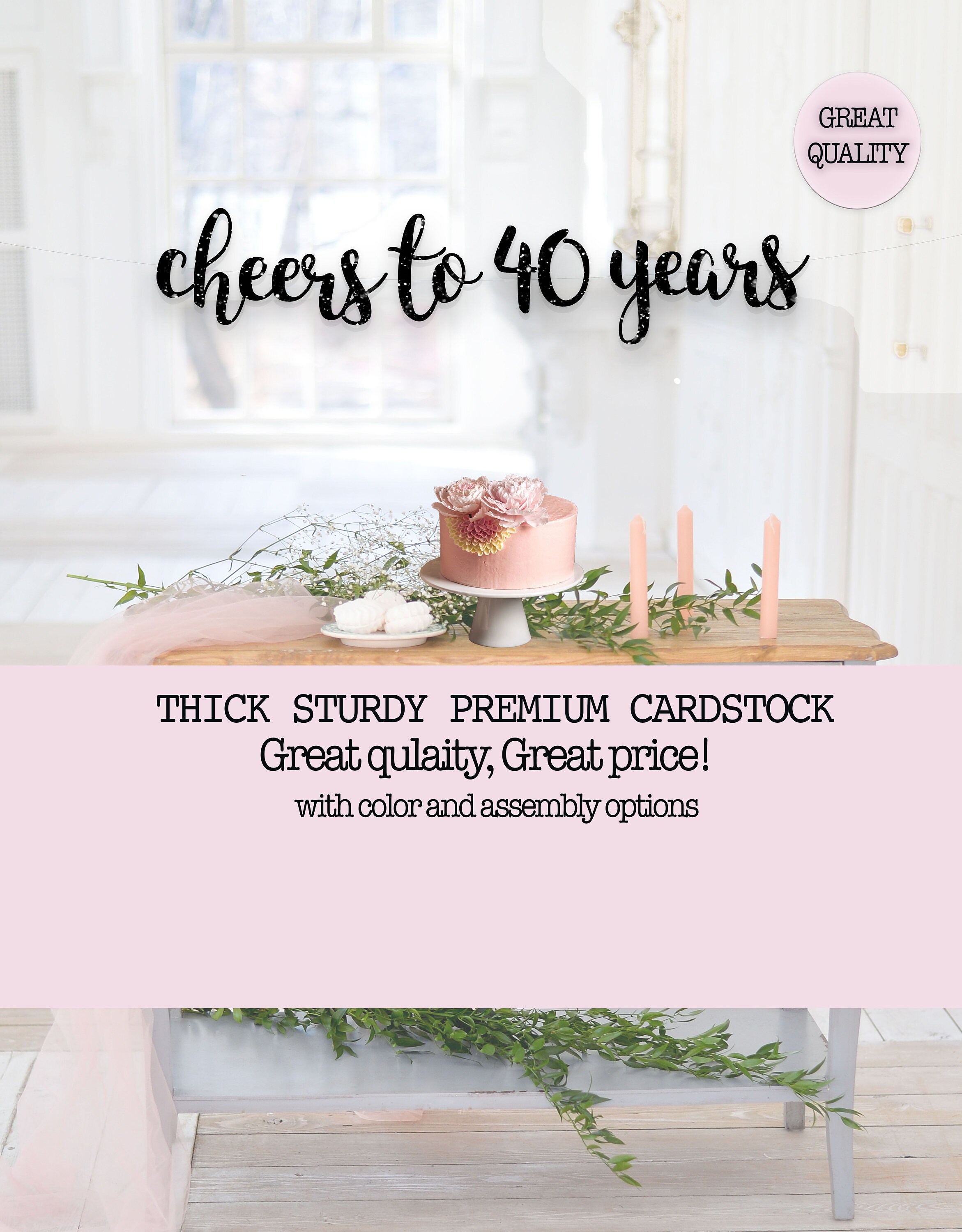 Cheers To 40 Years Banner 40th Birthday Decoration 40 And Etsy