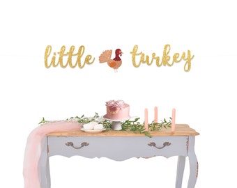 little turkey banner, baby shower decor, baby shower banner, fall shower, birthday banner, thanksgiving birthday, fall, glitter banner