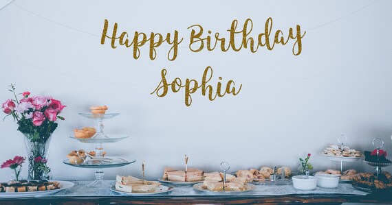 happy birthday banner gold birthday banner happy birthday etsy